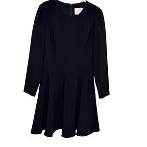 Gal Meets Glam Dress Celeste 10 Black Long Sleeve Drop Waist Fit Flare Classic